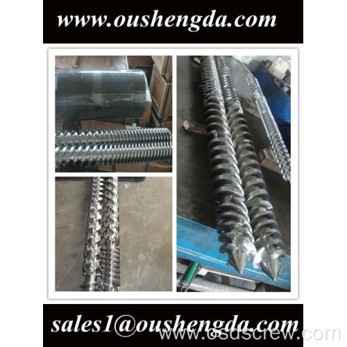 Parallel twin screw barrel for pvc feed extruder